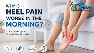 Why Is Heel Pain Worse in the Morning banner showing a women having heel pain